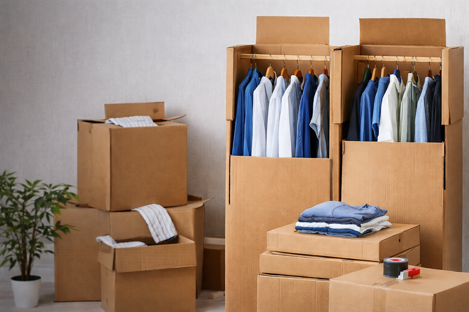 clothing boxes moving